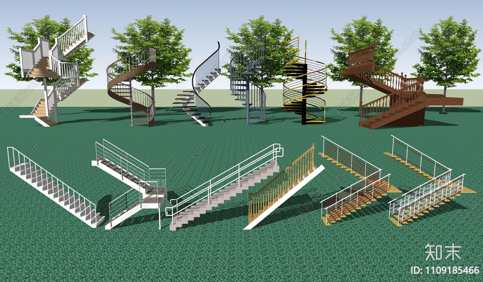 现代旋转楼梯SU模型下载【ID:1109185466】