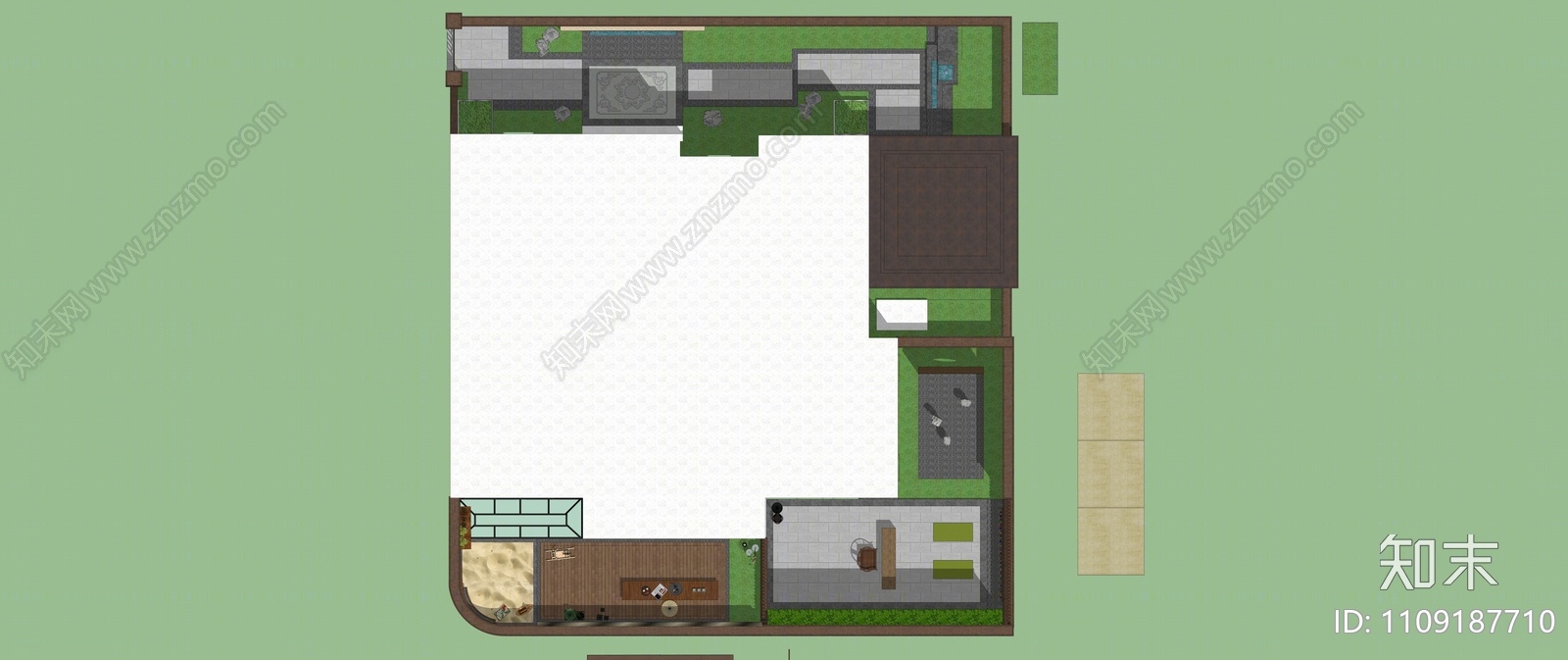 现代庭院花园SU模型下载【ID:1109187710】