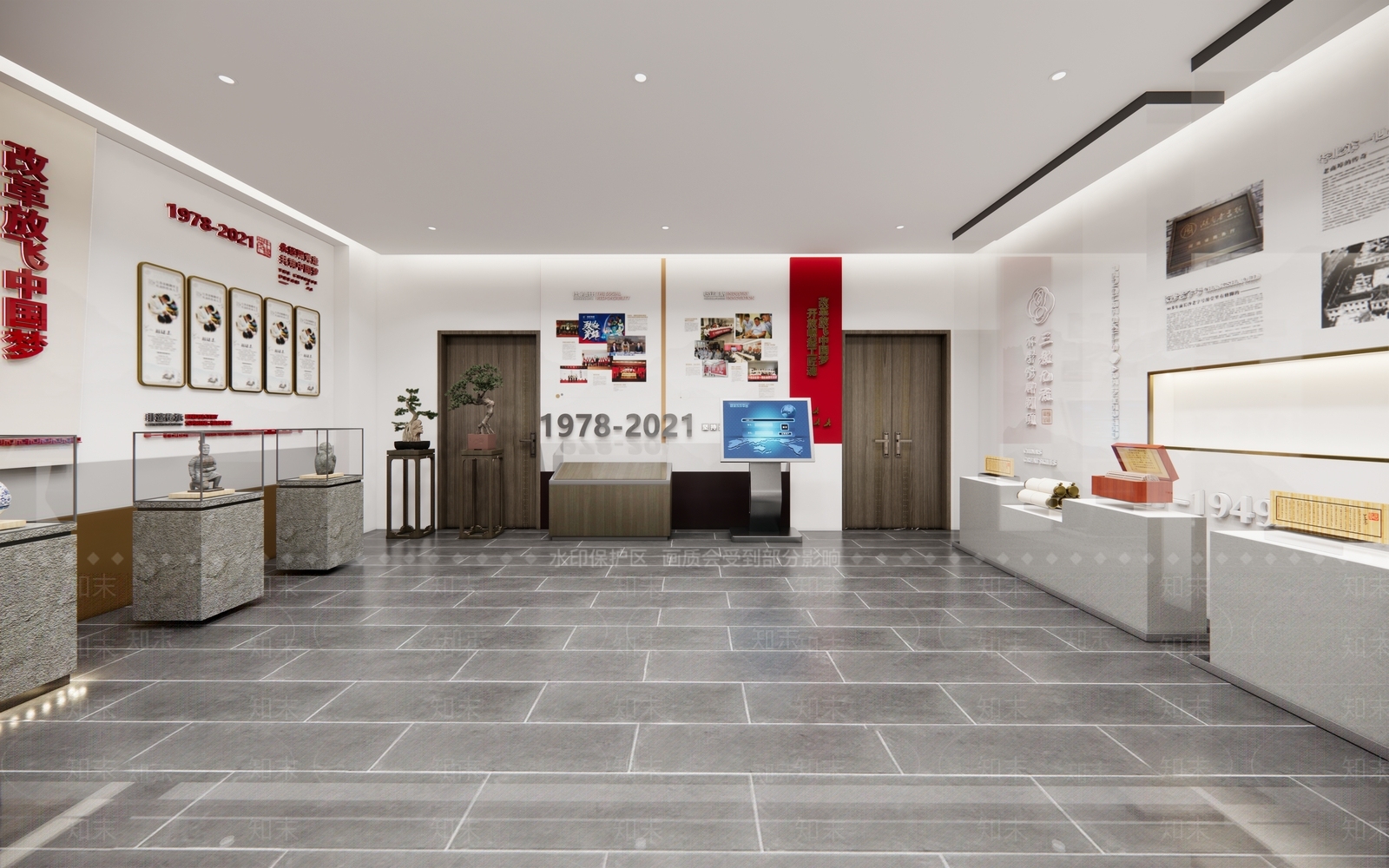 新中式建党展厅SU模型下载【ID:1109192311】