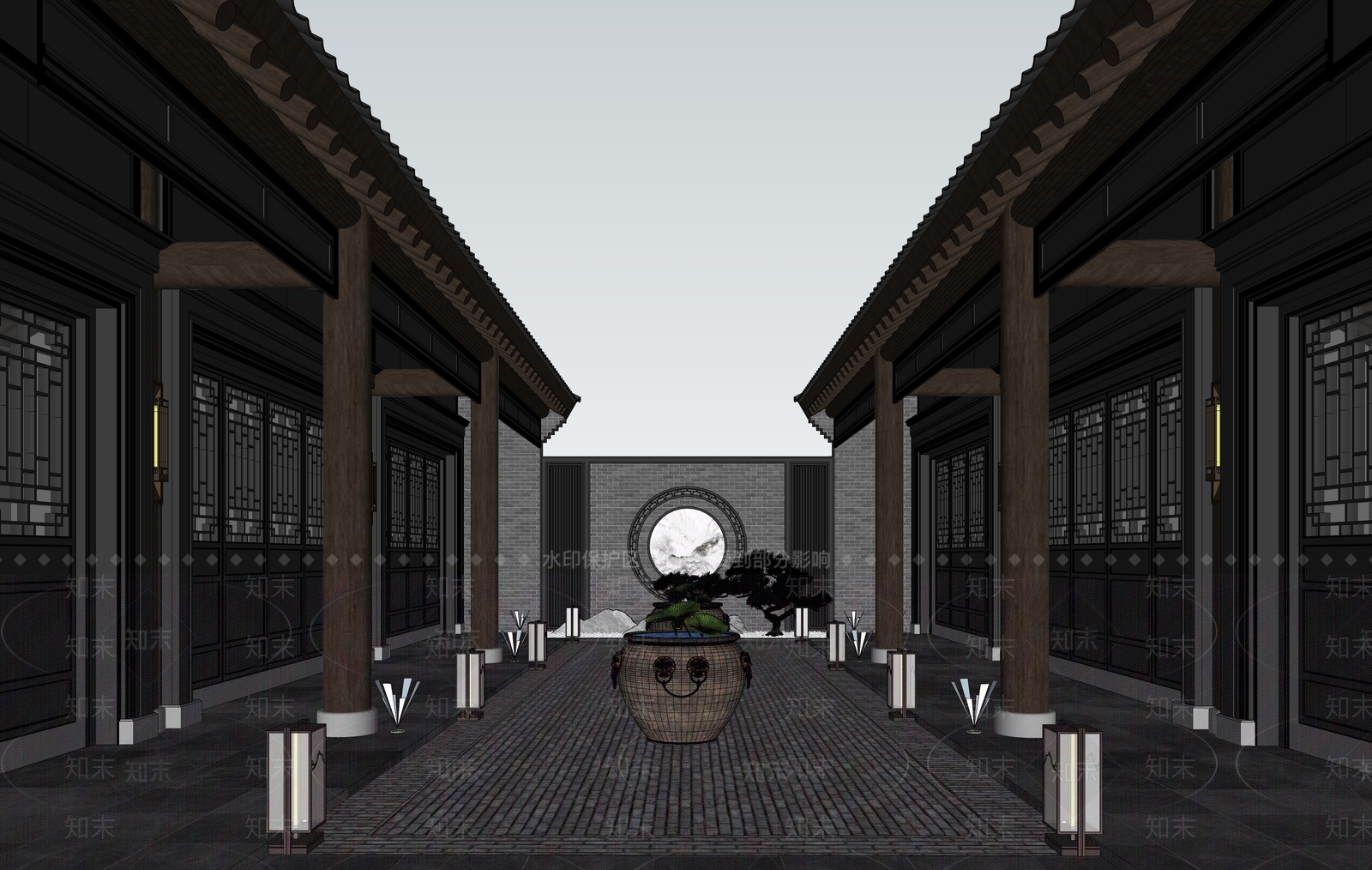 中式西北地区民居SU模型下载【ID:1109195484】