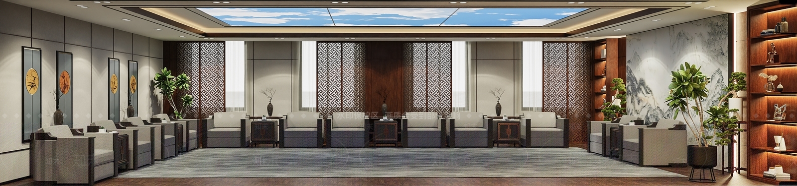 新中式会客厅SU模型下载【ID:1109196502】