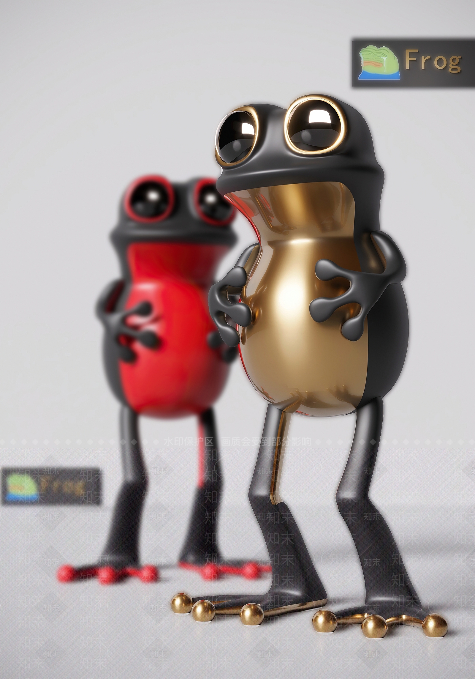 现代潮玩青蛙摆件3D模型下载【ID:1109196759】