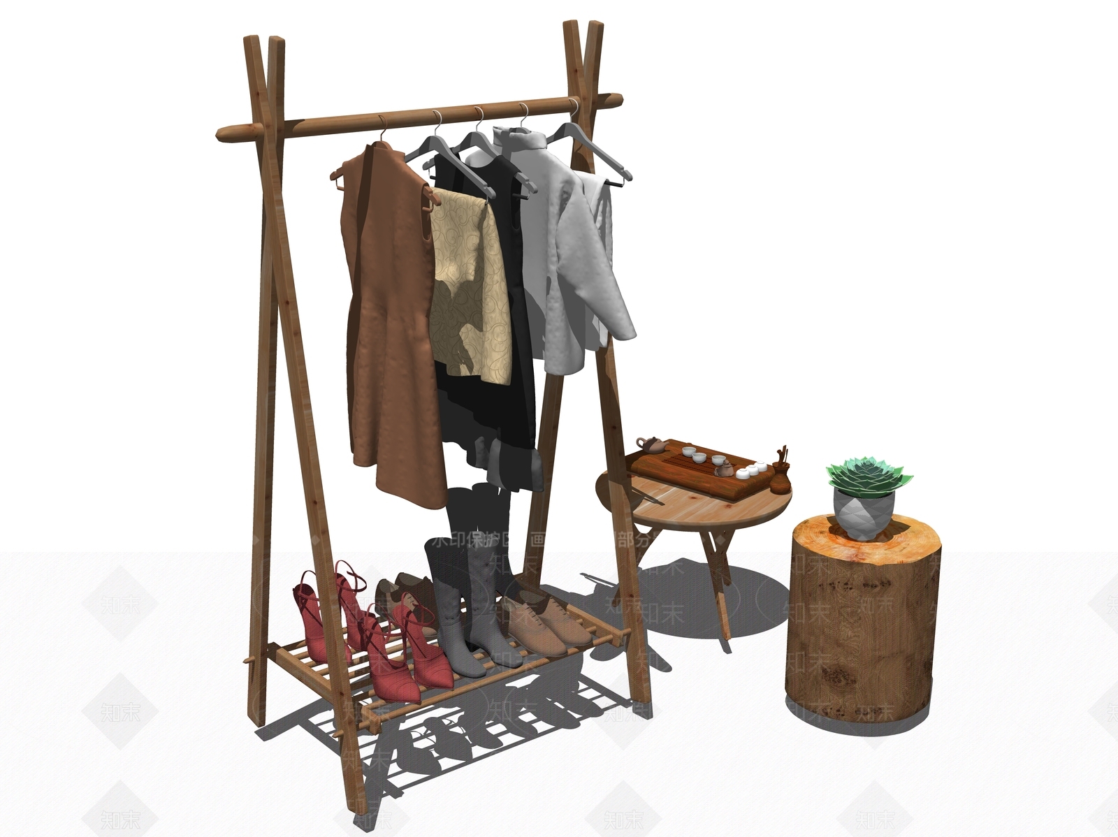 现代服装展示架SU模型下载【ID:1109197776】