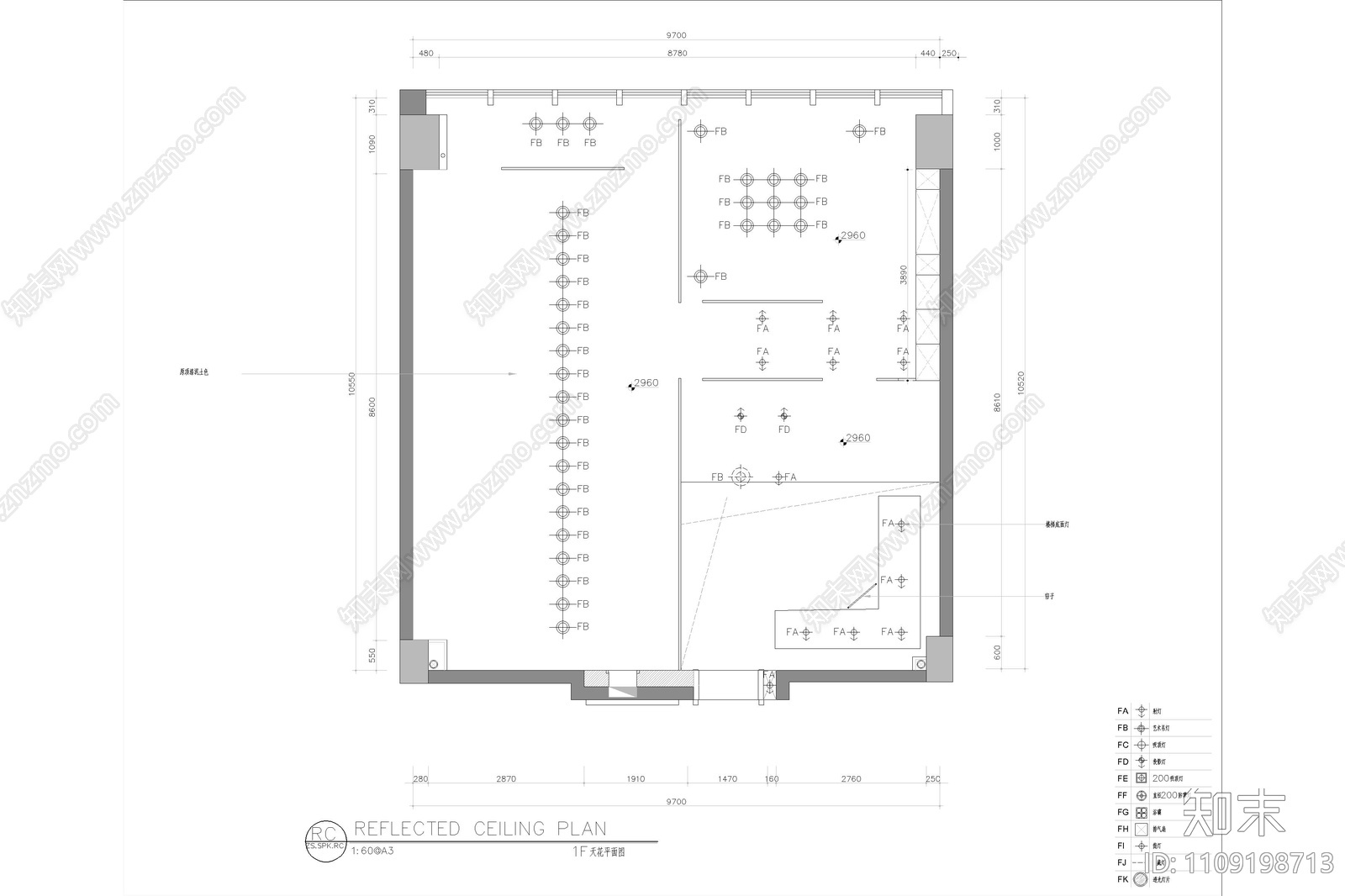 时代广场办公室cad施工图下载【ID:1109198713】