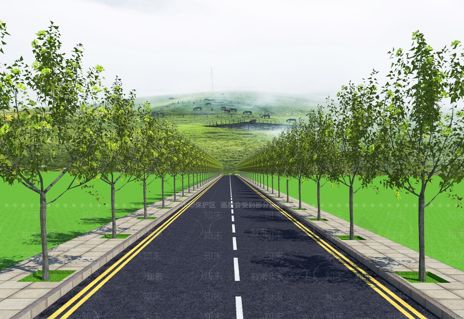 现代道路SU模型下载【ID:1109199531】
