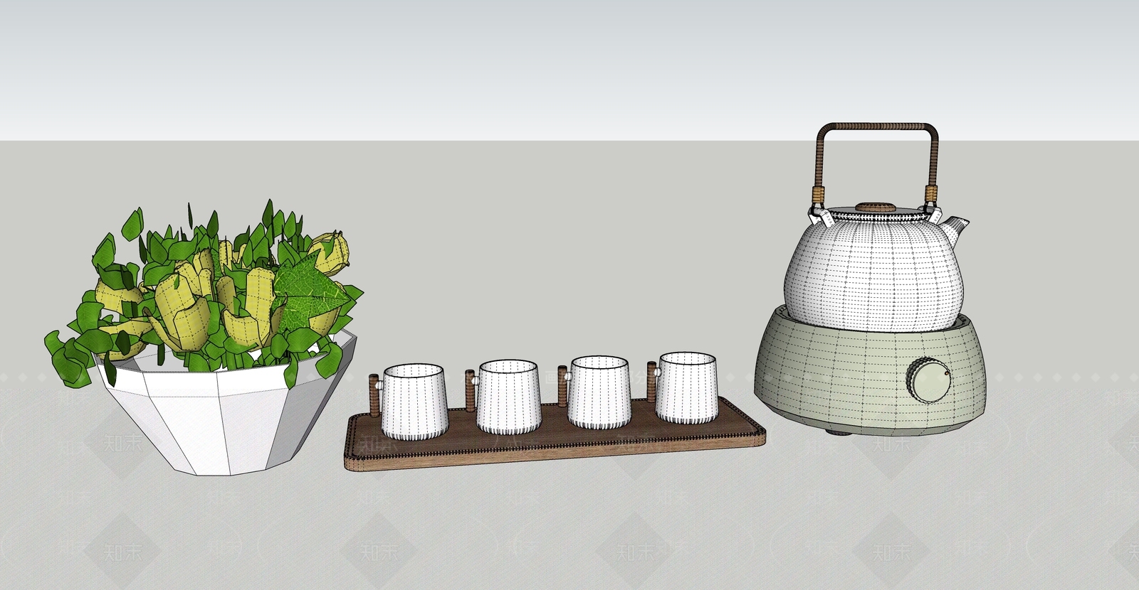 现代茶具SU模型下载【ID:1109217365】