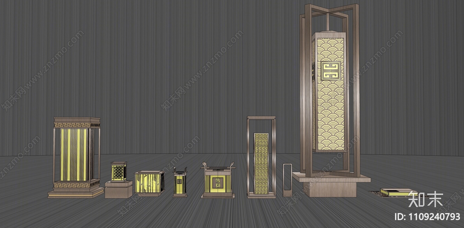 新中式景观灯SU模型下载【ID:1109240793】