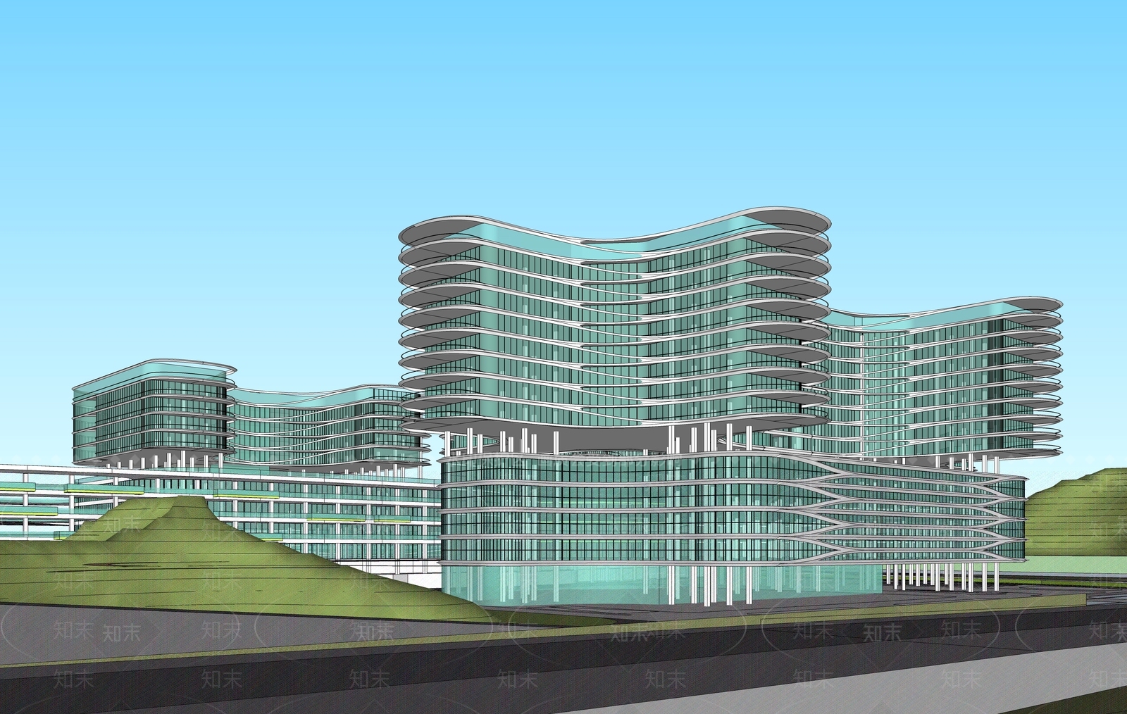 现代医疗建筑SU模型下载【ID:1109244655】