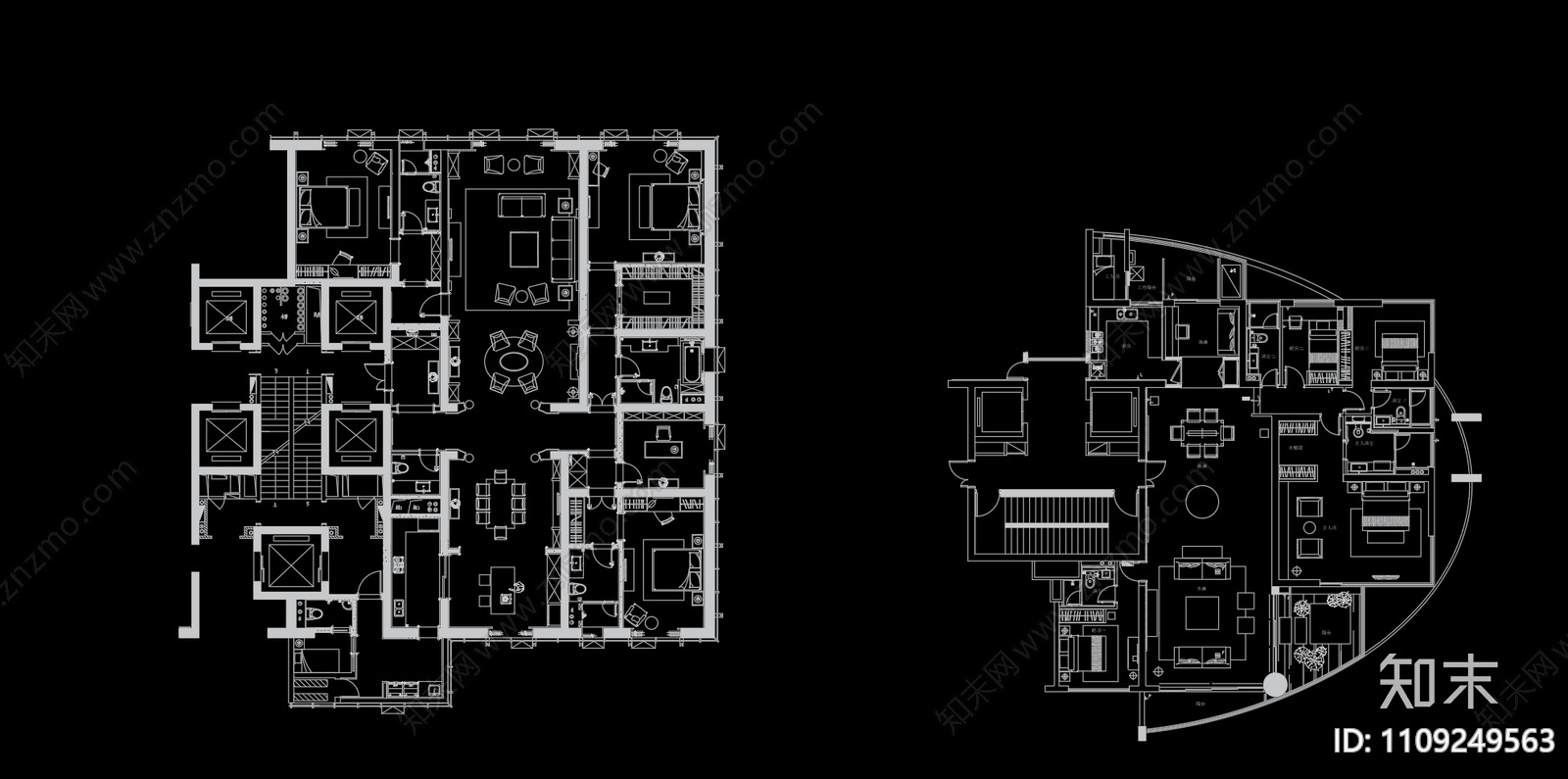 64个室内平面方案CAD图库施工图下载【ID:1109249563】