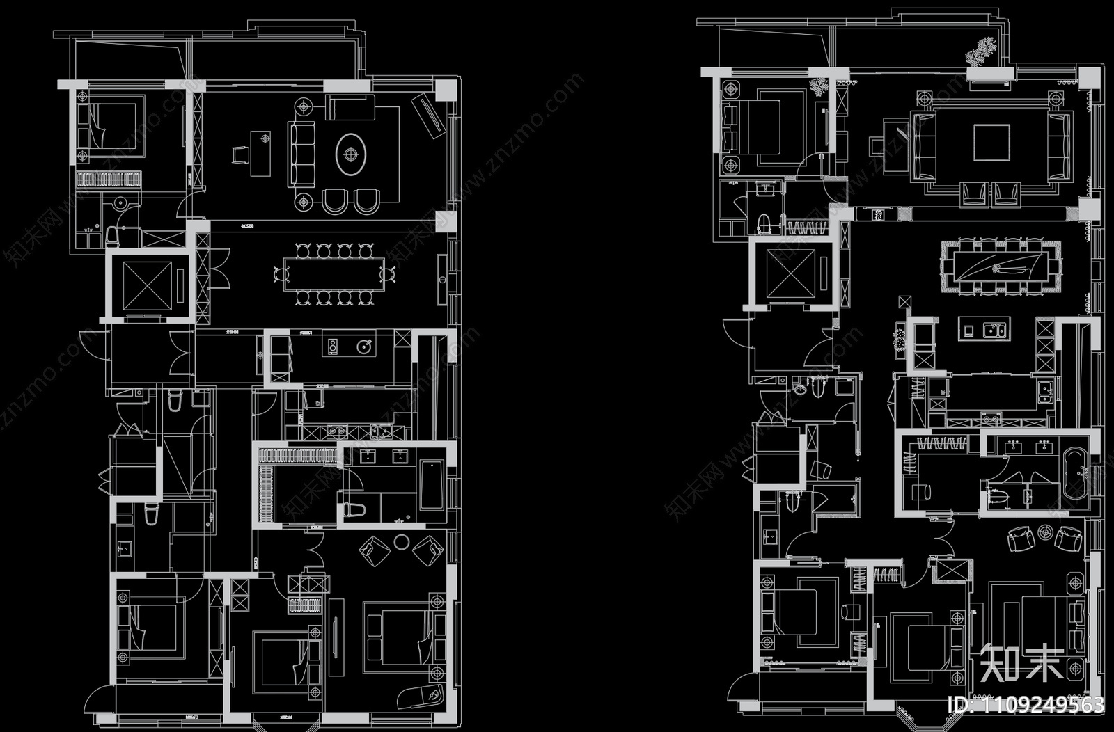 64个室内平面方案CAD图库施工图下载【ID:1109249563】