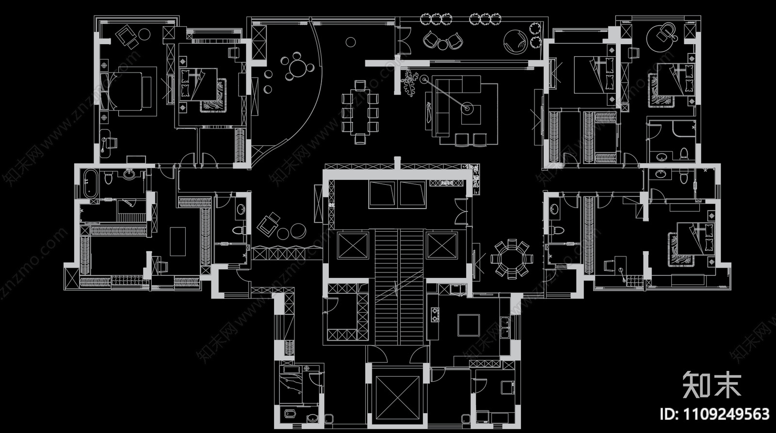 64个室内平面方案CAD图库施工图下载【ID:1109249563】