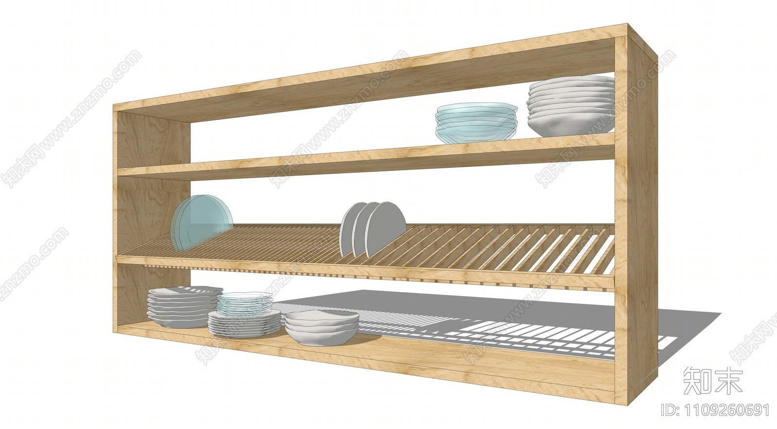 现代实木碗碟架SU模型下载【ID:1109260691】