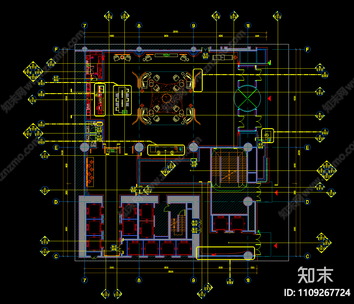 兰州希尔顿酒店cad施工图下载【ID:1109267724】