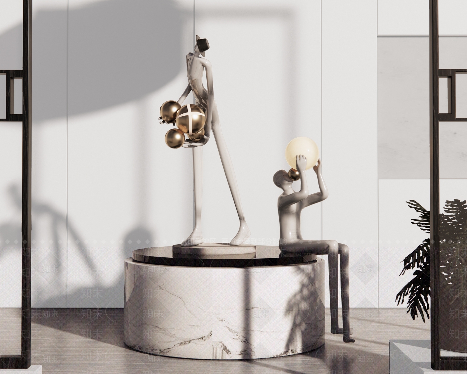 现代人像雕塑SU模型下载【ID:1109280996】