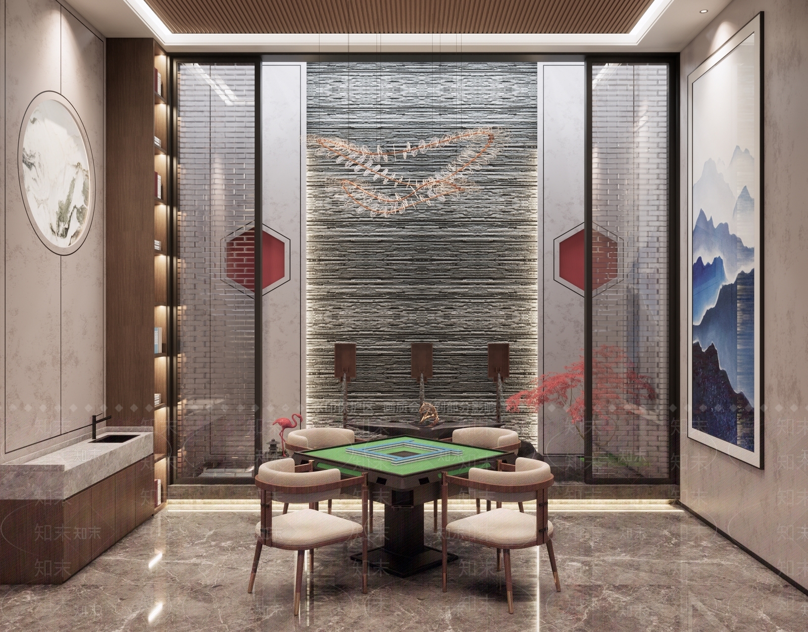 新中式棋牌室SU模型下载【ID:1109282734】