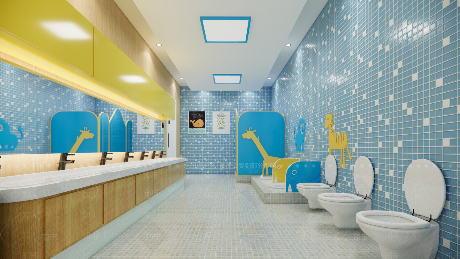 现代儿童公共卫生间SU模型下载【ID:1109283368】