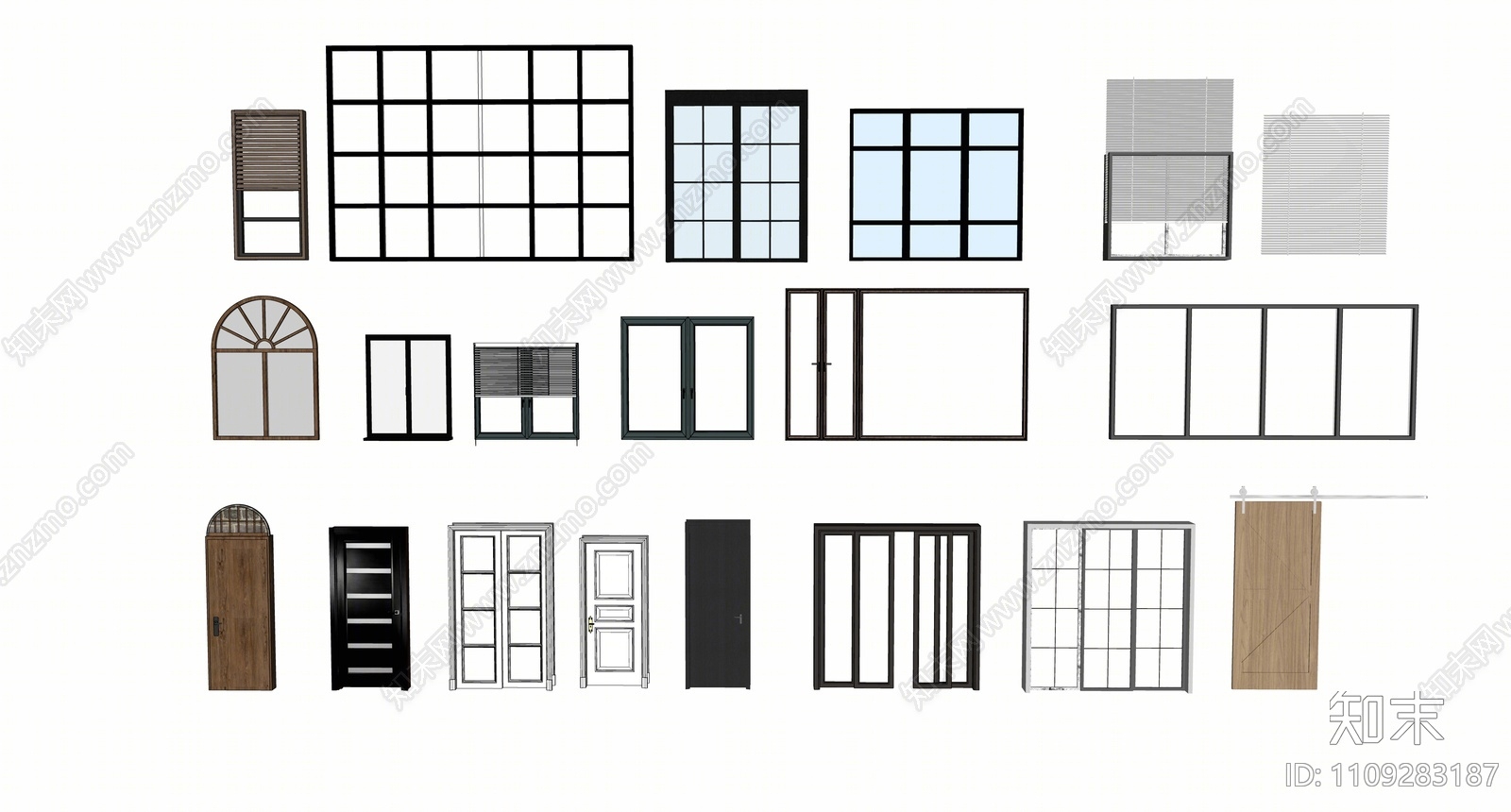 现代窗户组合SU模型下载【ID:1109283187】