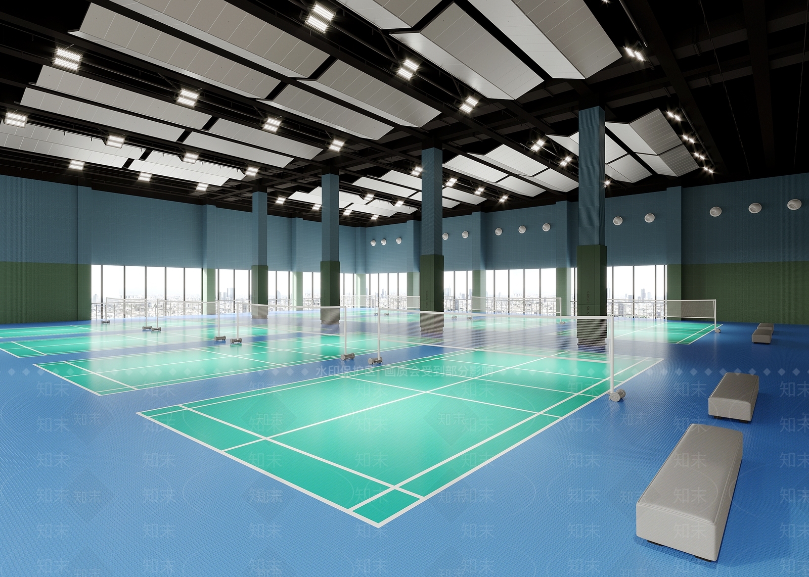 现代羽毛球场3D模型下载【ID:1109289112】