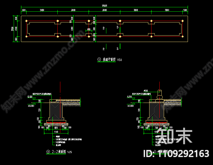 仿古中式景观长廊施工图下载【ID:1109292163】