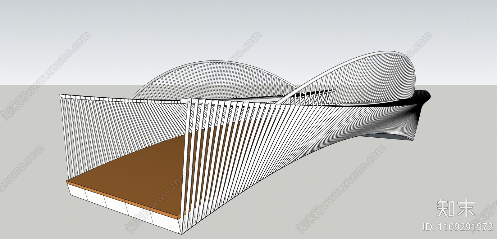 现代人行景观桥SU模型下载【ID:1109291972】