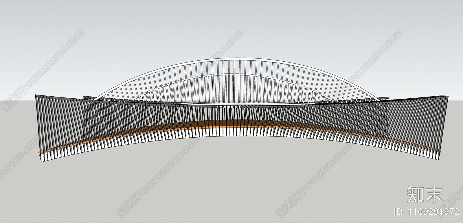 现代人行景观桥SU模型下载【ID:1109291972】