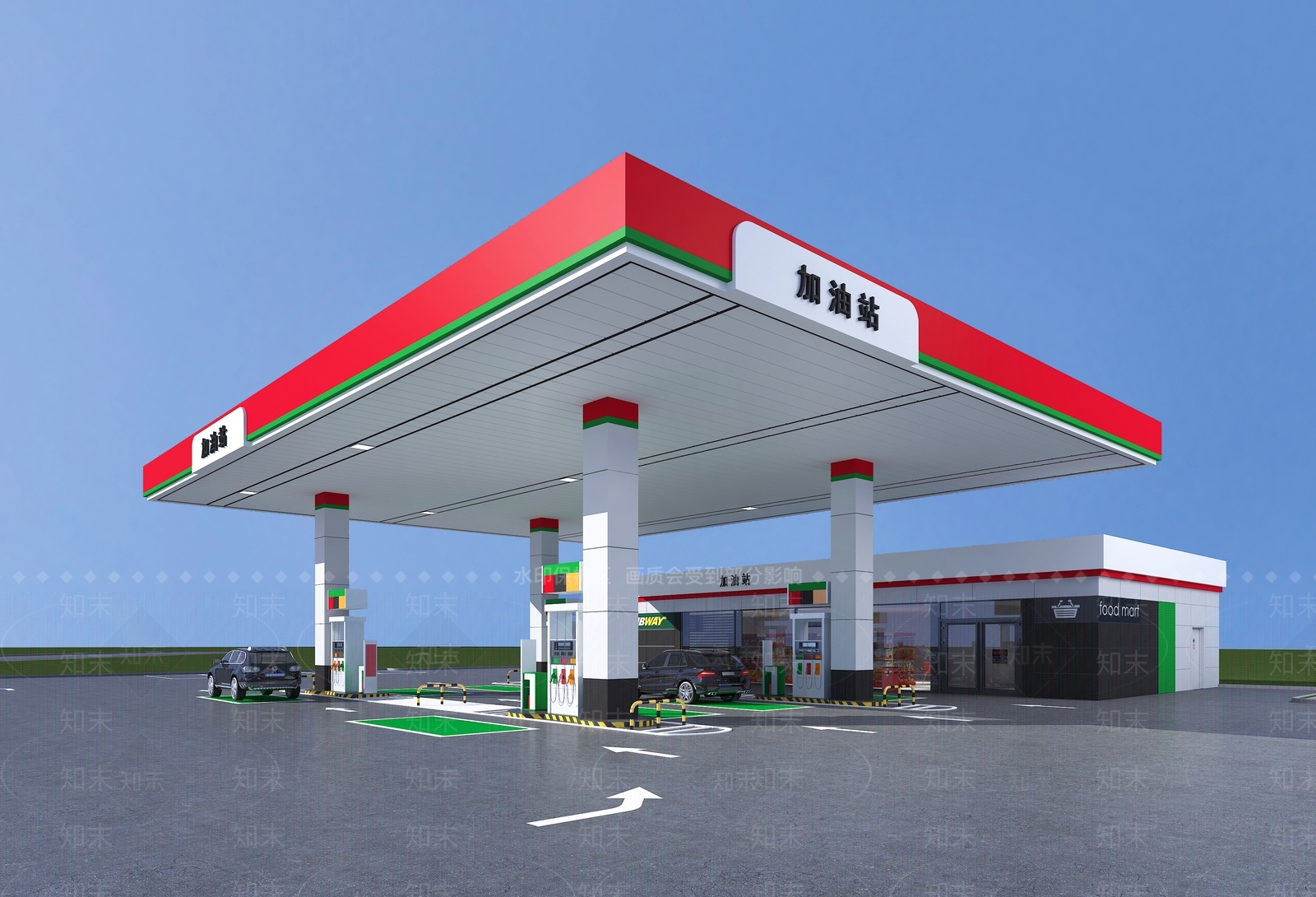 现代加油站3D模型下载【ID:1109297687】