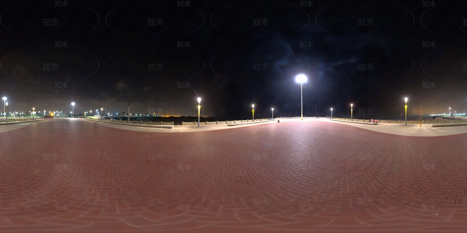 高清hdr夜晚少云广场路灯贴图下载