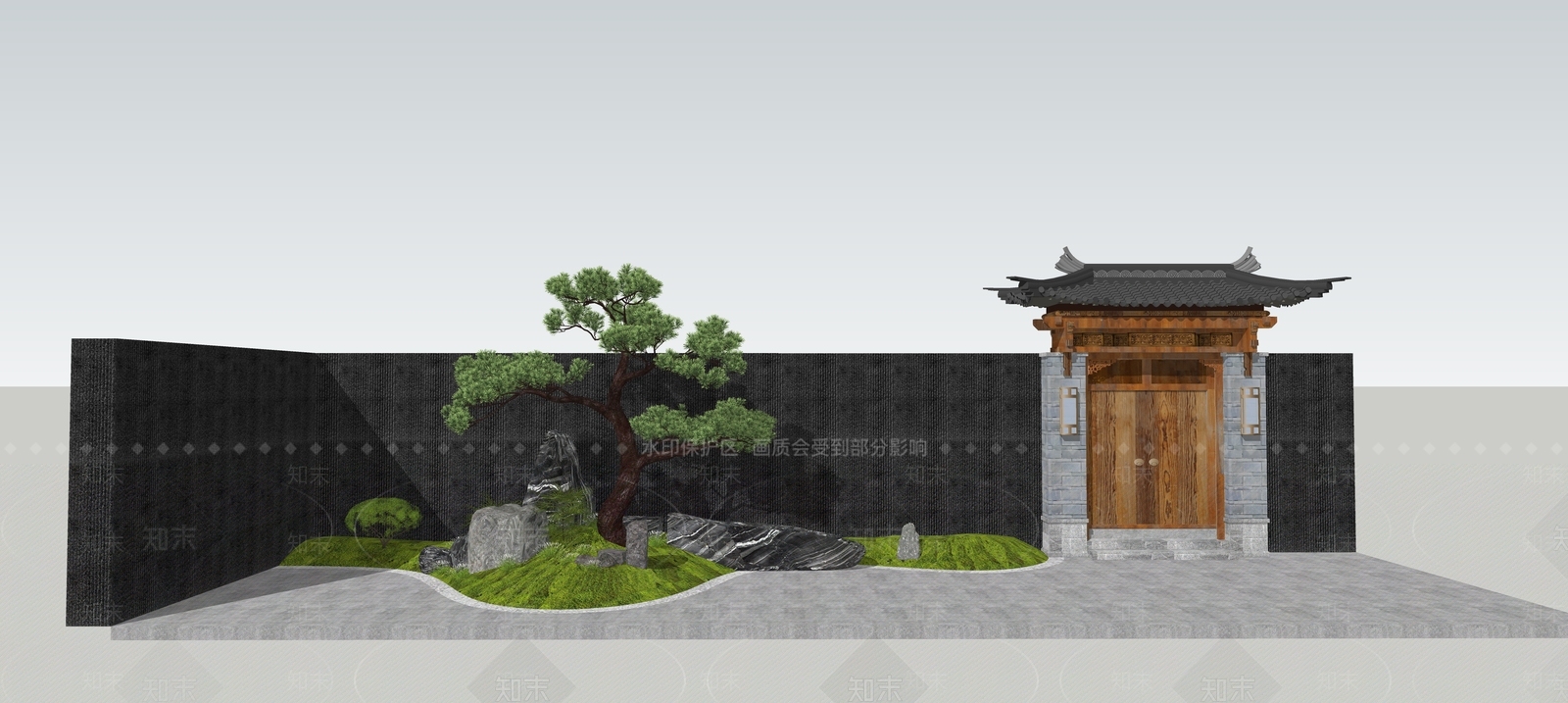 新中式庭院小品SU模型下载【ID:1109311440】