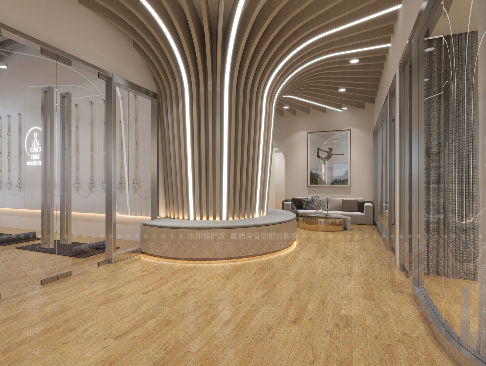 现代瑜伽室3D模型下载【ID:1109313229】