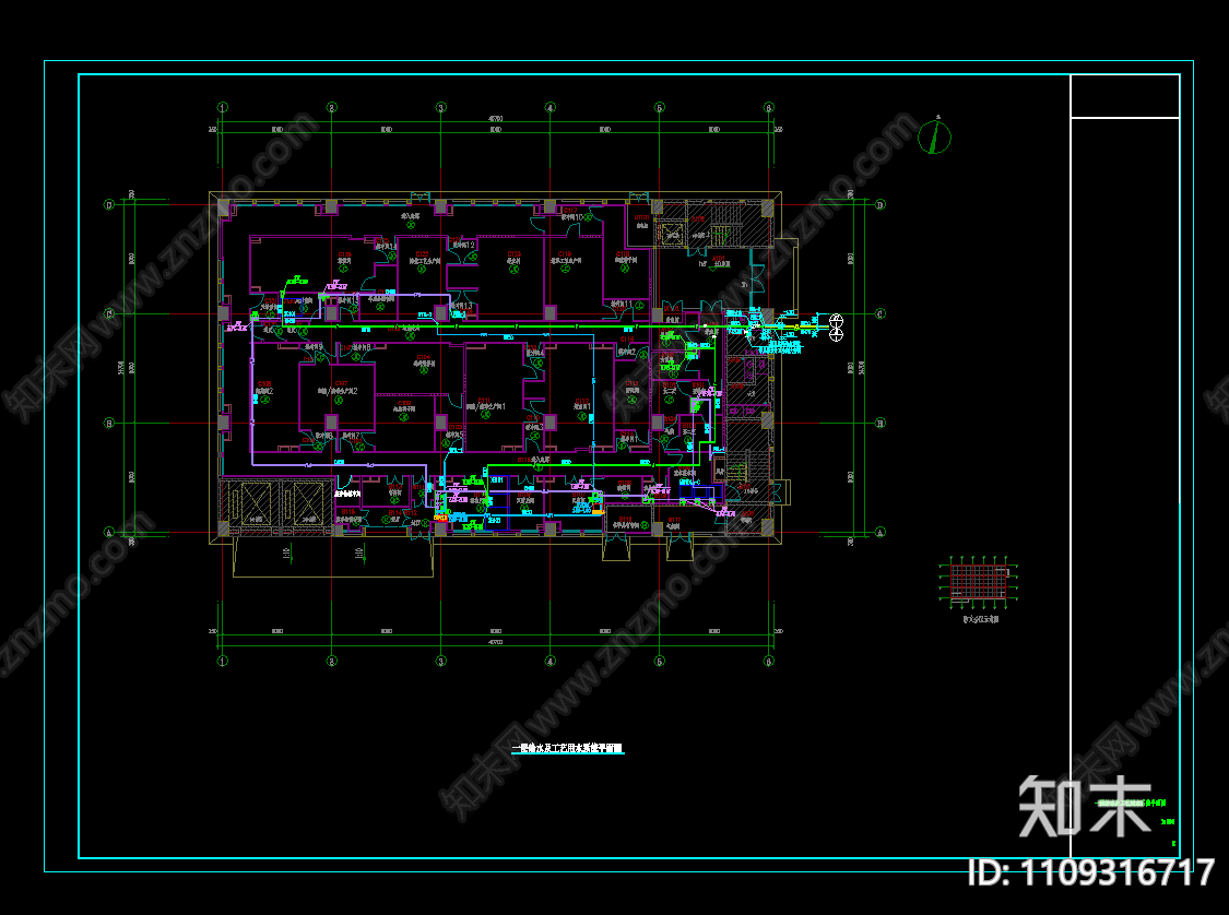 单层厂房生产车间给排水施工图cad施工图下载【ID:1109316717】