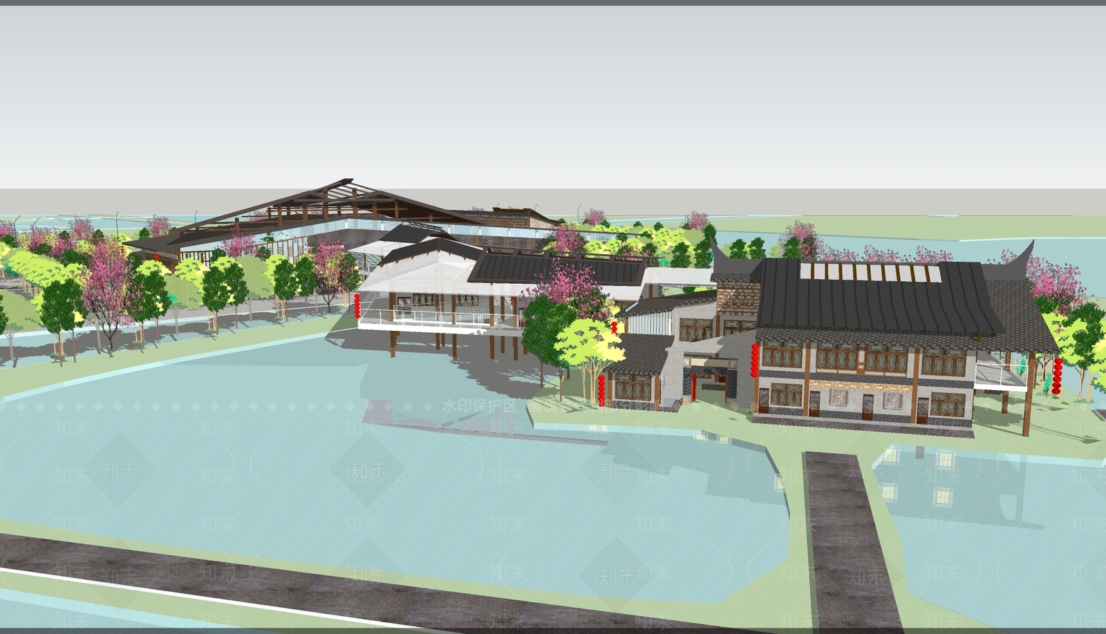 中式其他文化场馆SU模型下载【ID:1109334145】