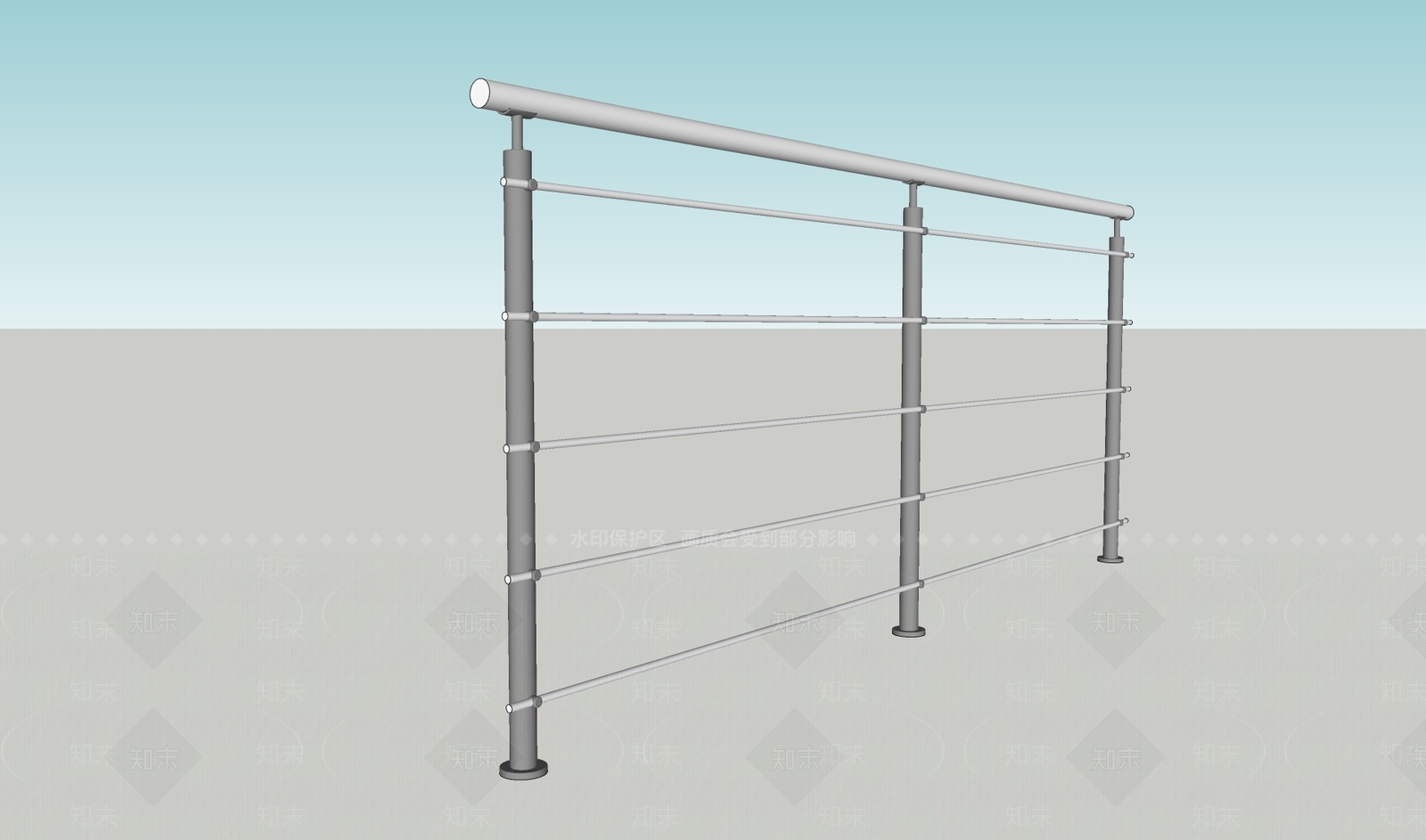 现代不锈钢栏杆SU模型下载【ID:1109334117】