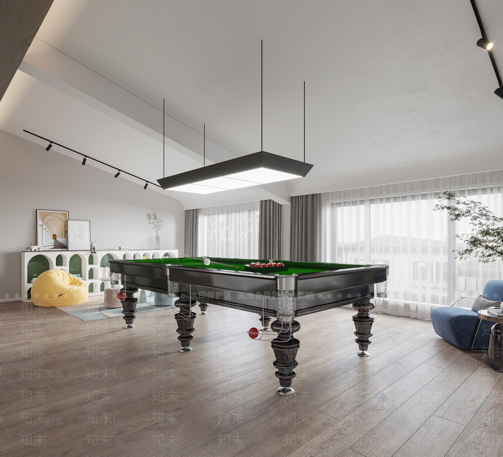 现代台球室3D模型下载【ID:1109341253】