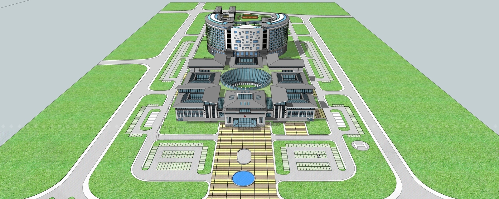 现代医疗建筑SU模型下载【ID:1109343636】