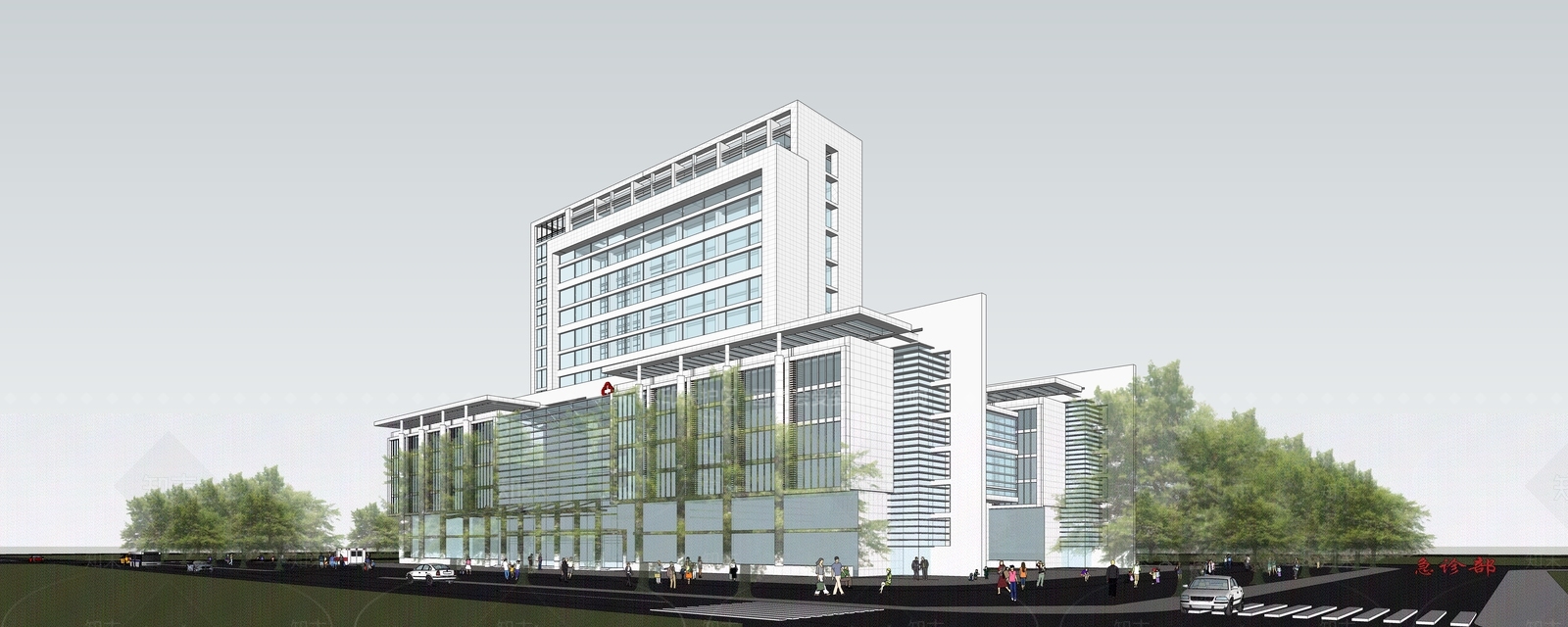 现代医疗建筑SU模型下载【ID:1109343786】