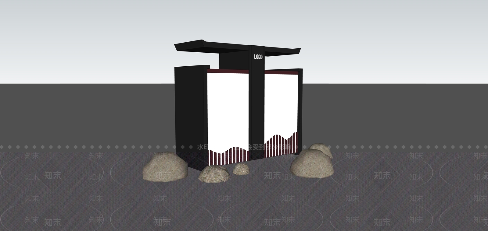 新中式垃圾桶SU模型下载【ID:1109346354】