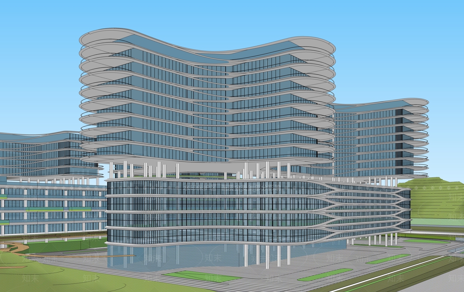 现代医疗建筑SU模型下载【ID:1109357034】