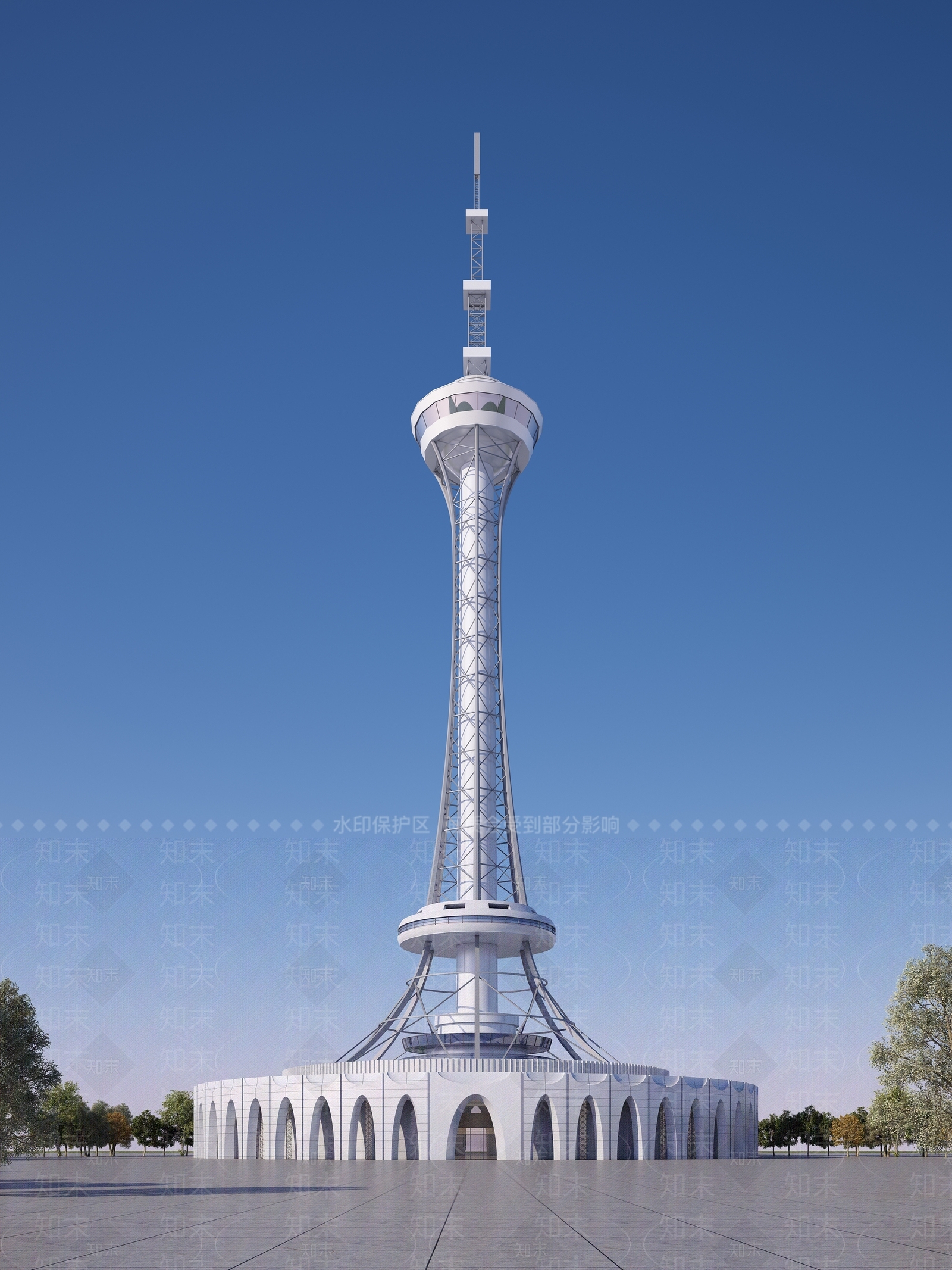 现代电视塔3D模型下载【ID:1109361306】