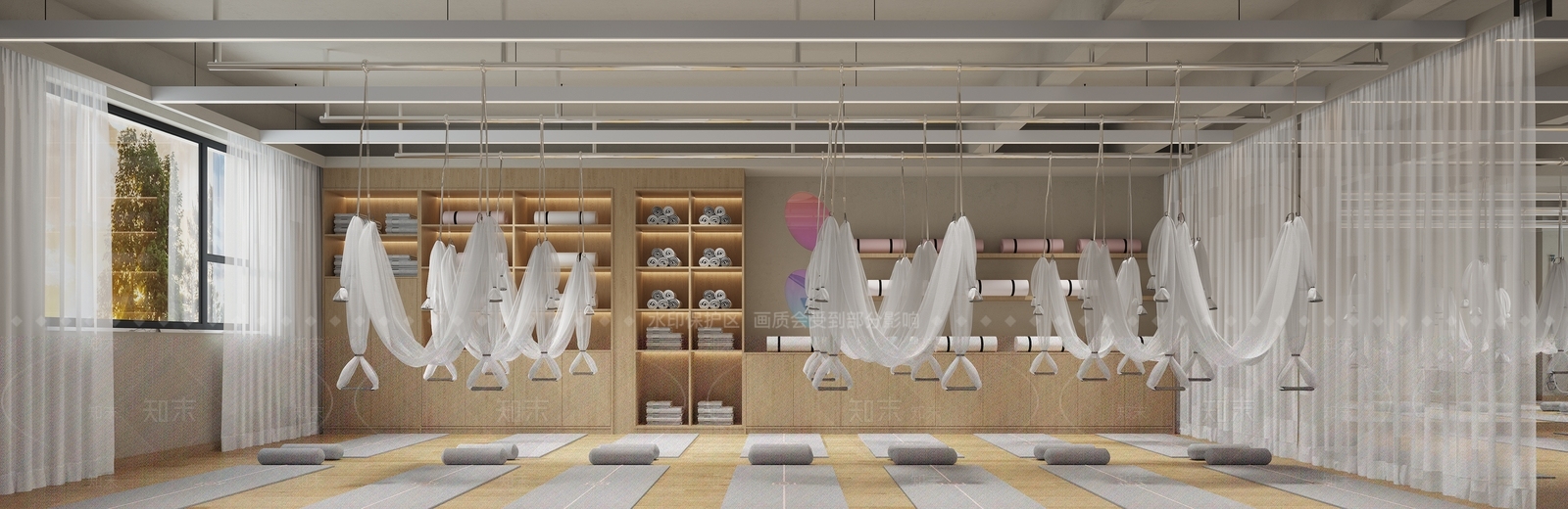现代多功能瑜伽室3D模型下载【ID:1109363706】