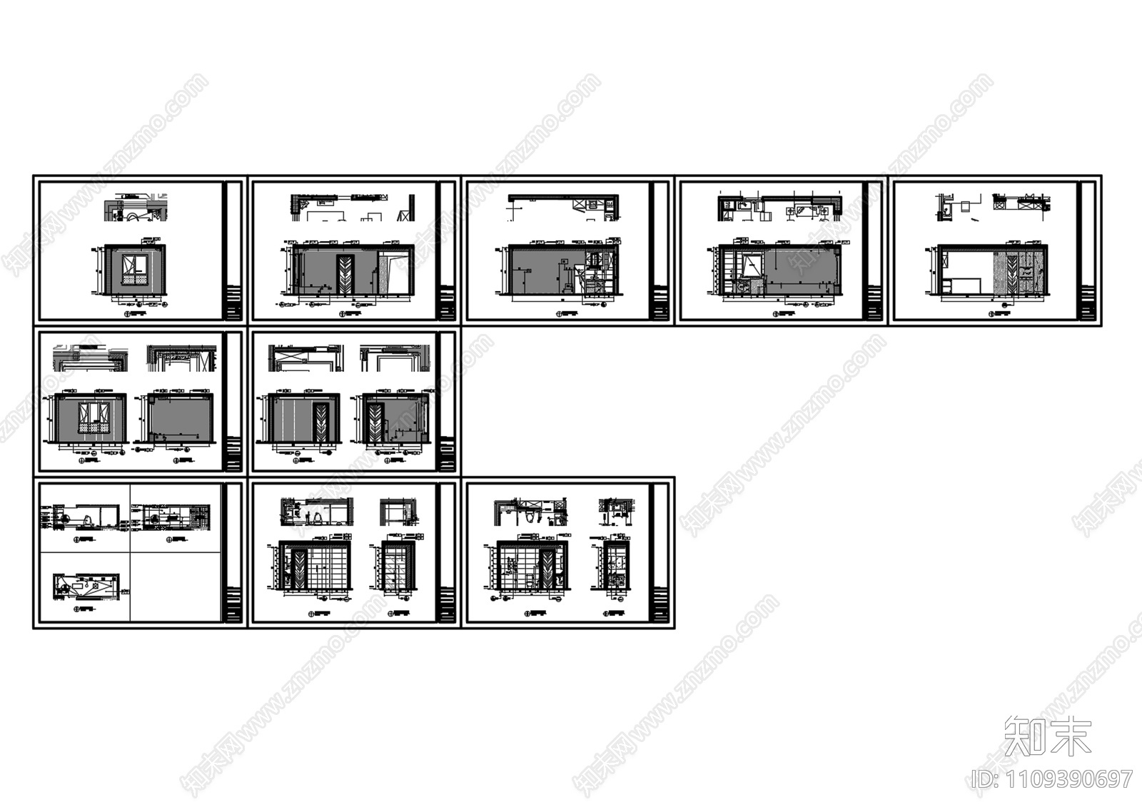 46㎡公寓户型施工图cad施工图下载【ID:1109390697】