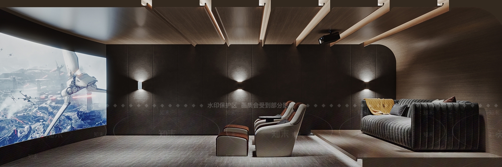 现代家庭影视厅3D模型下载【ID:1109379912】