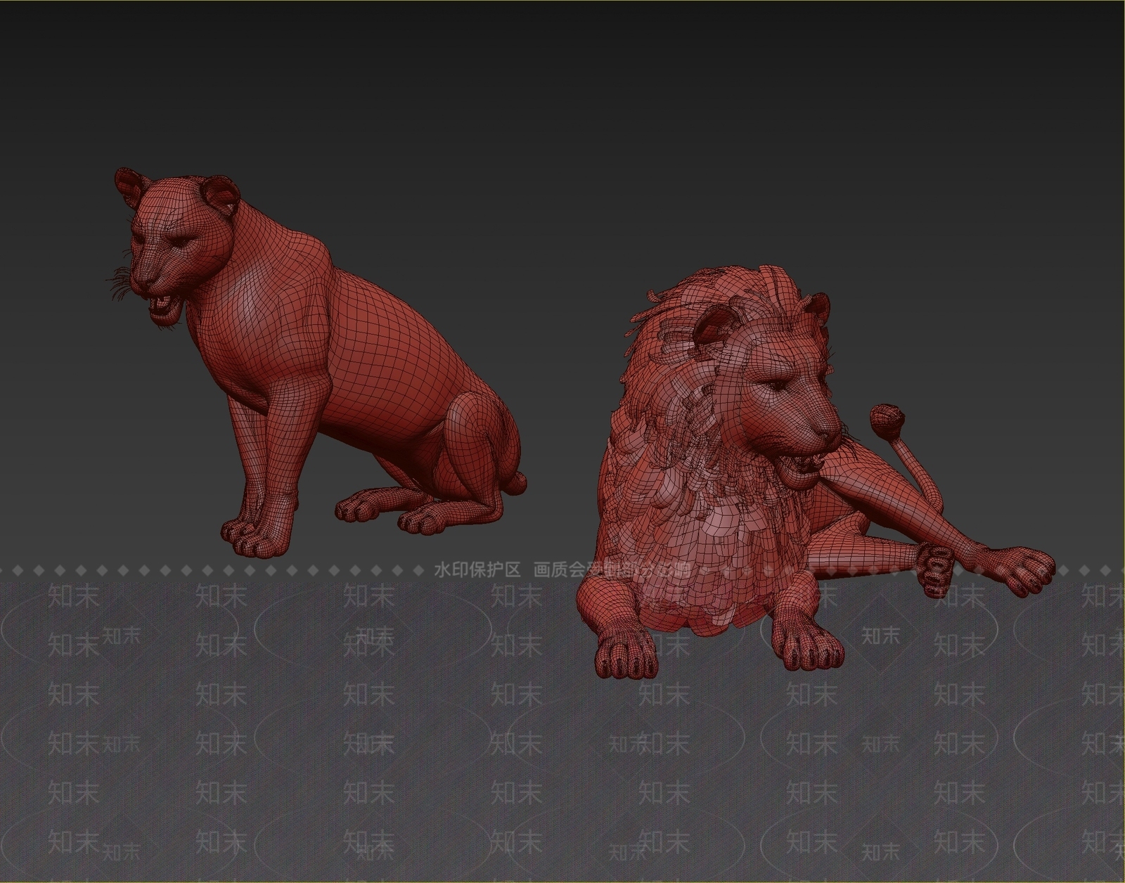 白狮3D模型下载【ID:1109383688】