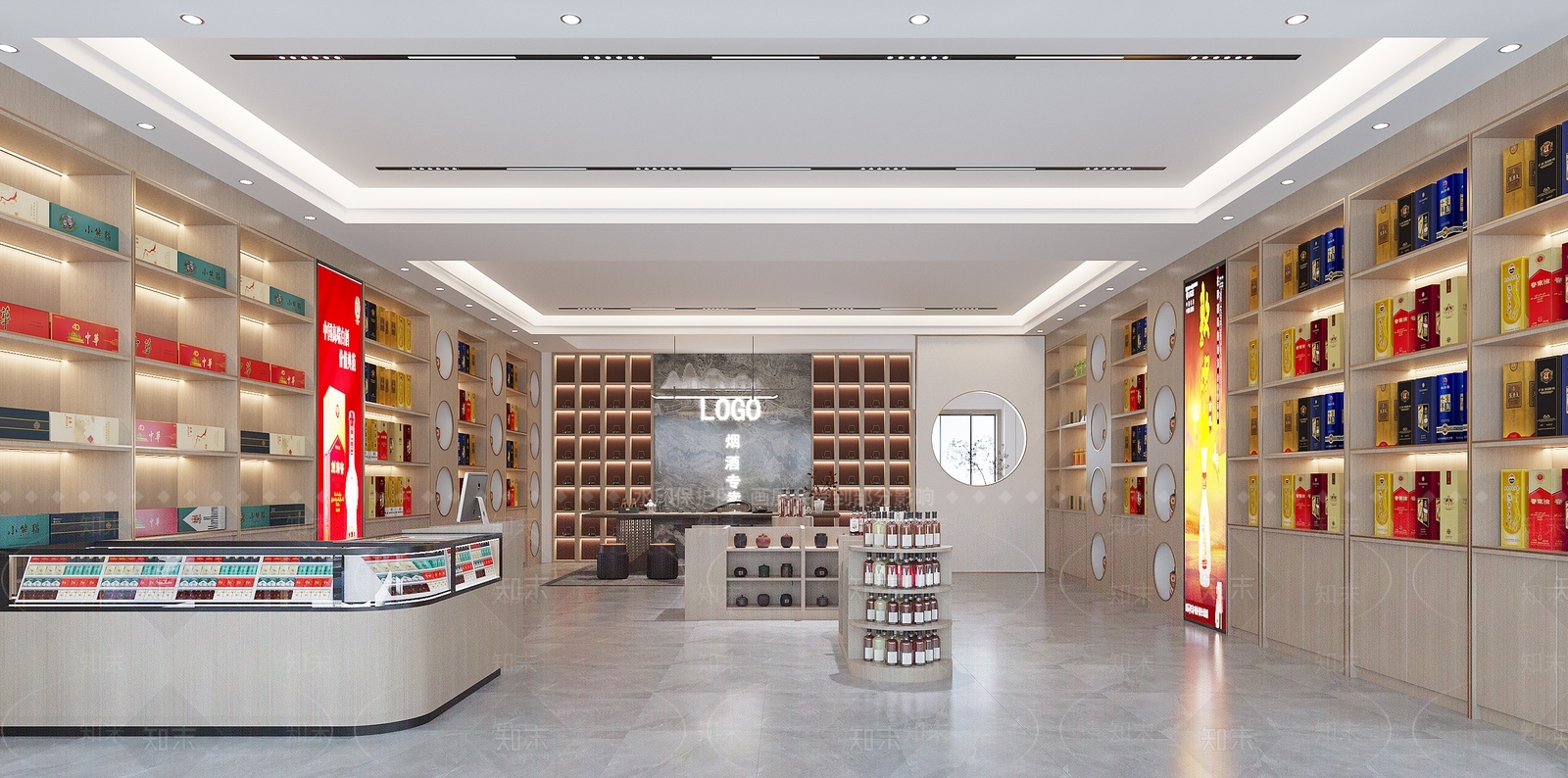 新中式烟酒店3D模型下载【ID:1109384860】