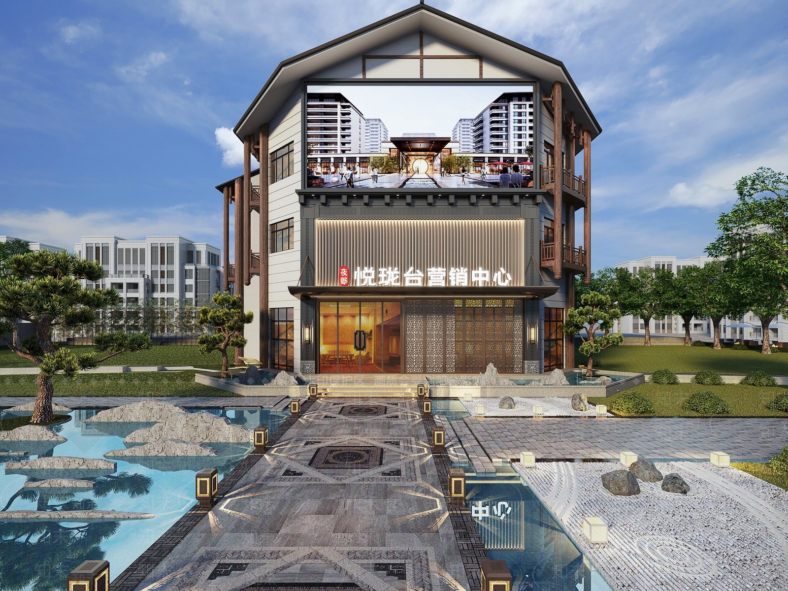 新中式售楼处3D模型下载【ID:1109385405】