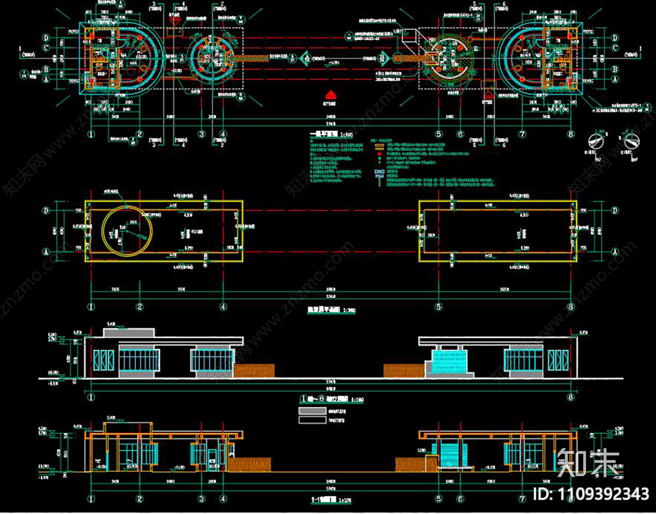 学校大门CAD施工图下载【ID:1109392343】