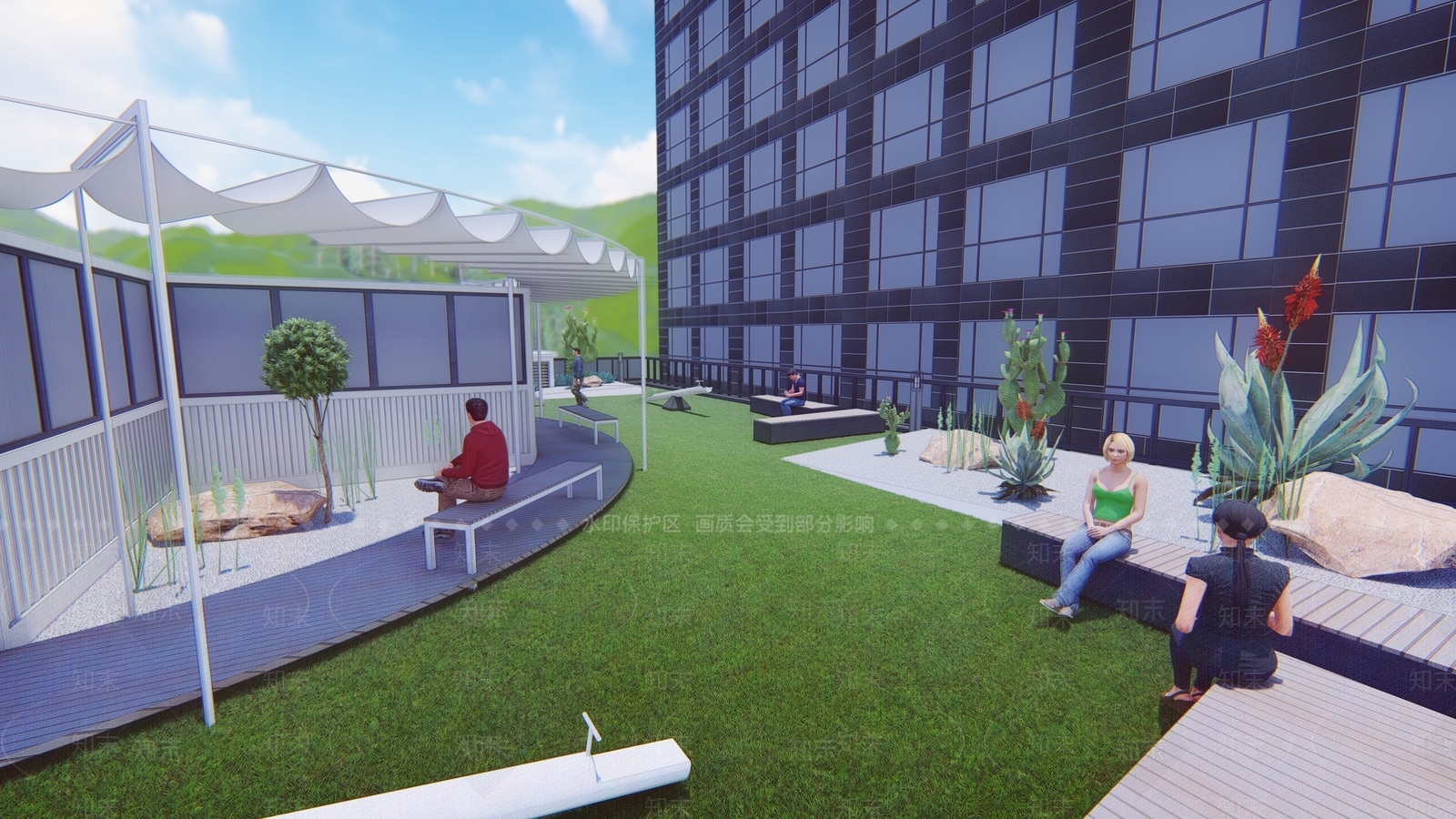 现代屋顶花园SU模型下载【ID:1109527390】