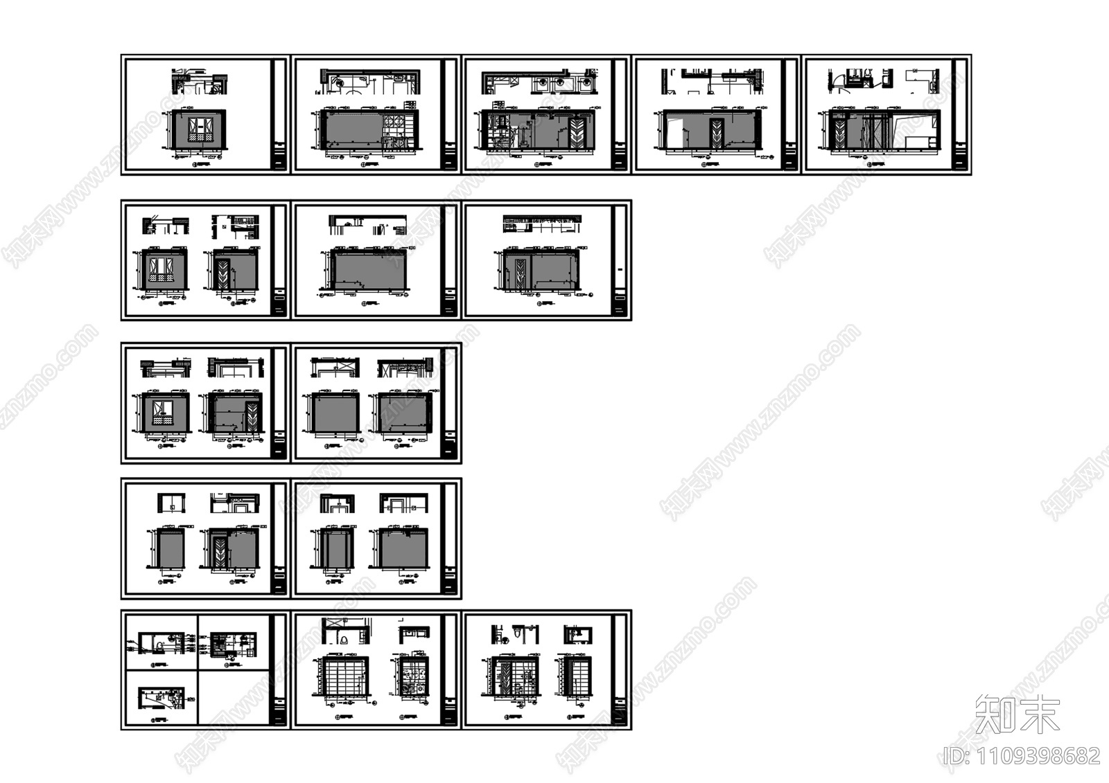 高端公寓70㎡户型施工图cad施工图下载【ID:1109398682】