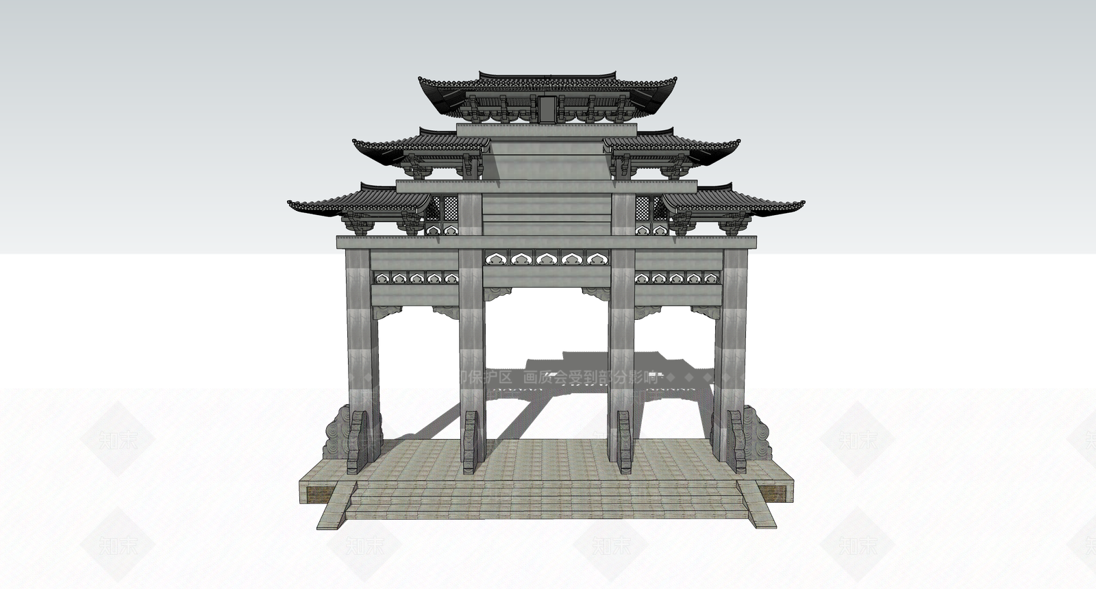中式牌坊牌楼SU模型下载【ID:1109402605】