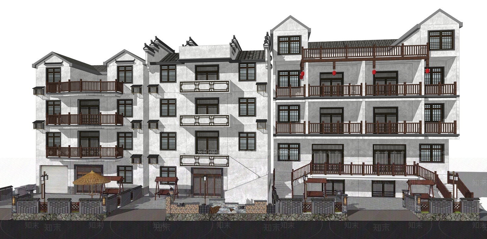 新中式乡村建筑SU模型下载【ID:1109406180】