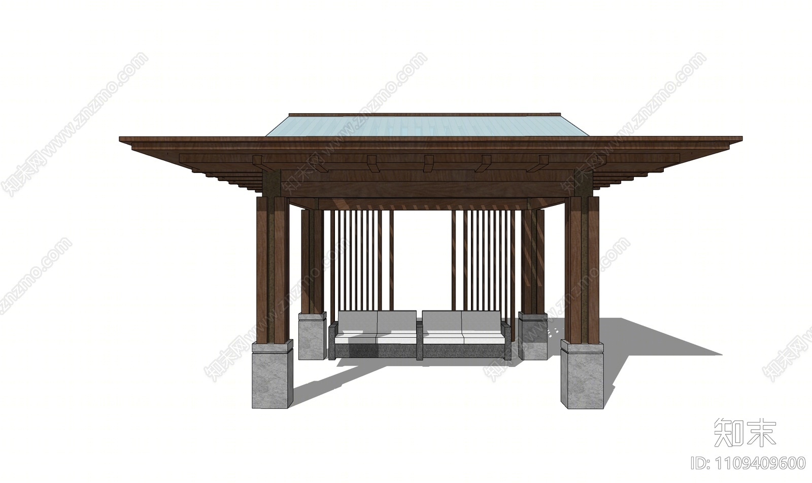 新中式亭子SU模型下载【ID:1109409600】